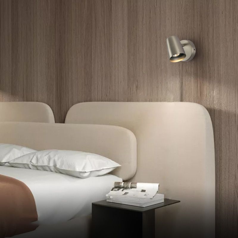 Lámparas de pared de pared de cilindro de metal contemporáneos 1 lámparas de luz de luz en plata