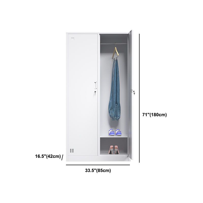 White Hinged Wardrobe Armoire Steel Storage Cabinet for Bedroom