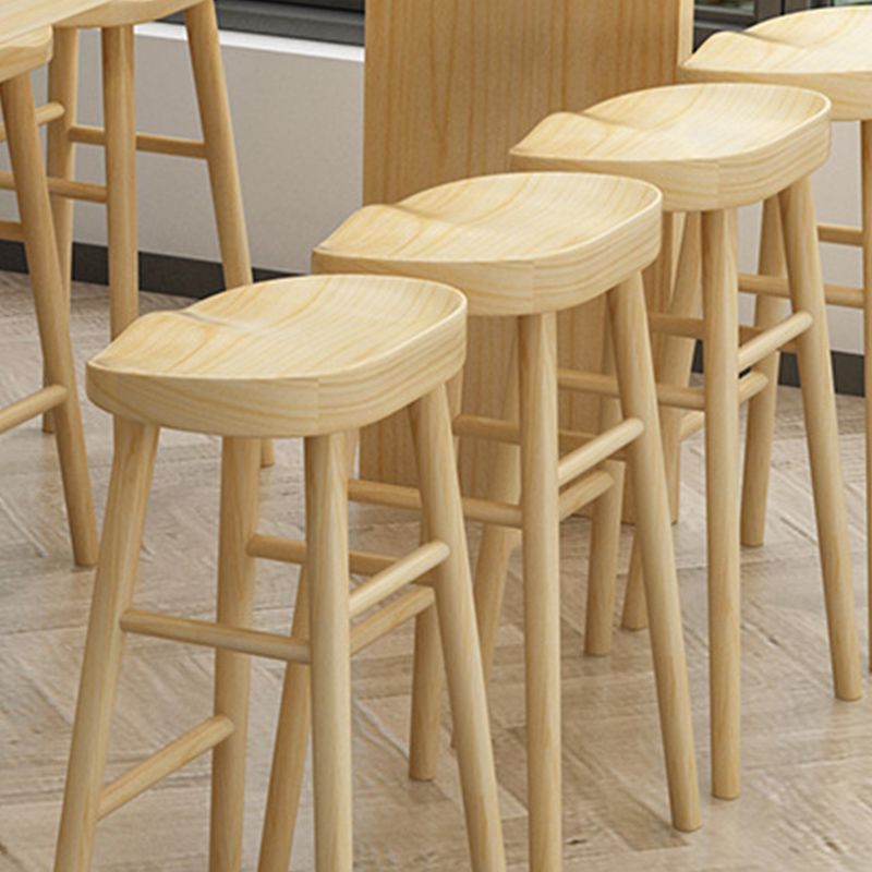 Contemporary Solid Wood Counter Stool Bucket Living Room Bar Stool