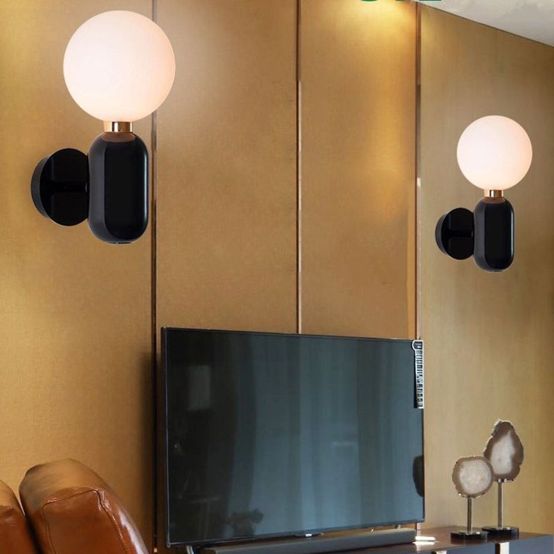 1-leichte Globus Wandlampenleuchten moderne Metallwandmontageleuchte mit Glasschatten