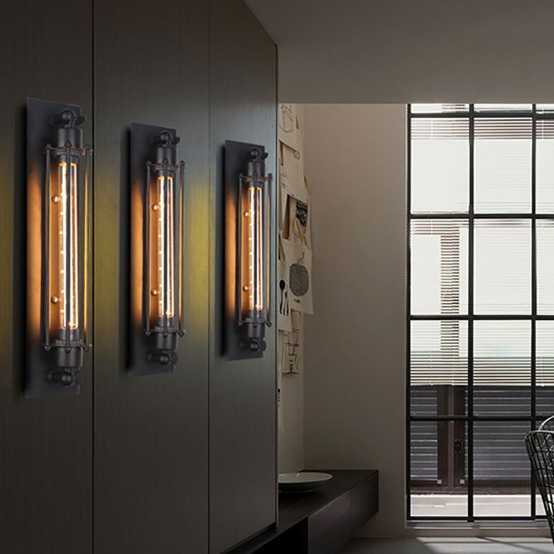 Illuminazione da parete rettangolo metallica in stile industriale 1 lampada da parete leggera