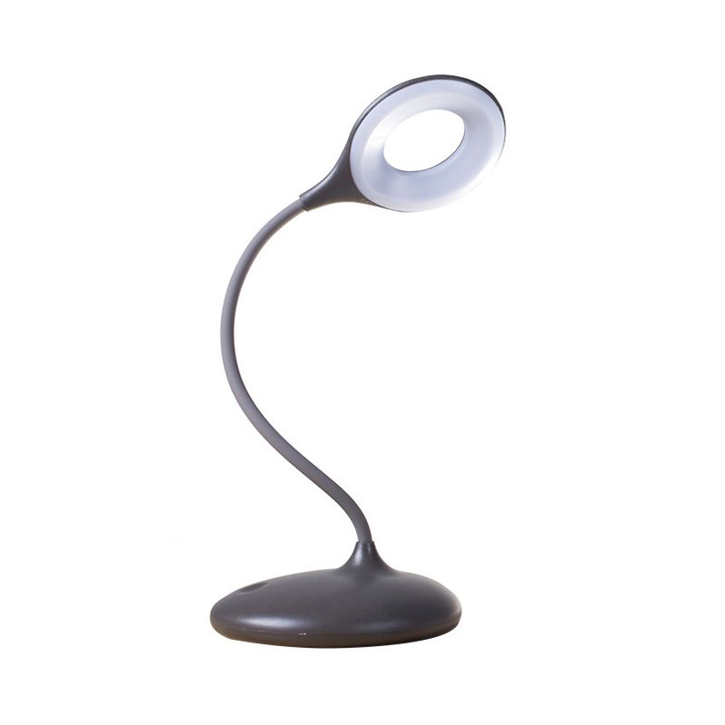 Brown/White Circle Shade Adjustable Table Light Contemporary LED Desk Lamp for Study
