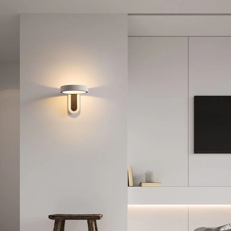 1 Light Geometric Wall Lighting Fixture Contemporary Metal in Grey