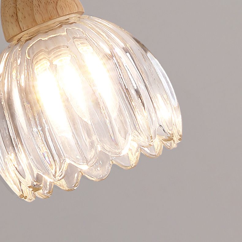 Bowl Shape Wood Vanity Lamp Modern Style 1 Light Vanity Light Fixture in Brown