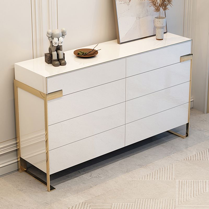 Glam Wood Horizontal Storage Chest with 8 Drawers for Bedroom