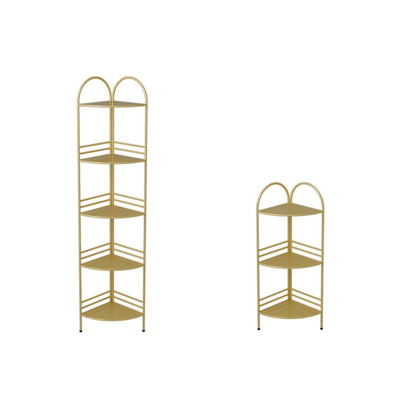 3/5-Shelf Contemporary Corner Bookshelf Iron Open Bookshelf for Living Room