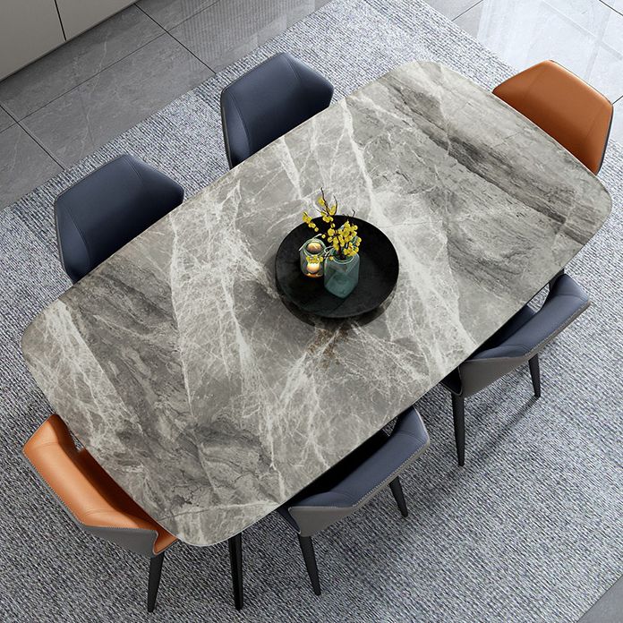 Home Sintered Stone Kitchen Table Industrial Rectangle Fixed Dining Desk