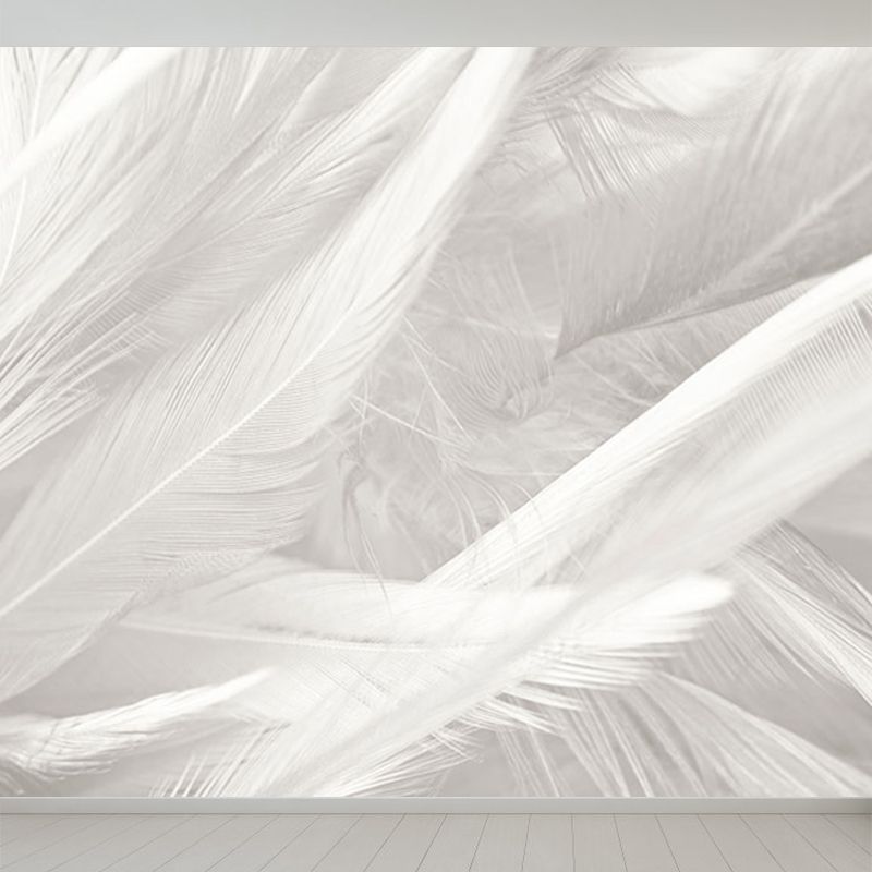 Stacked Bird Feather Mural Wallpaper Contemporary Non-Woven Texture Wall Covering