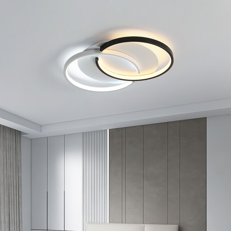 Modern Minimalist LED Linear Flush Mount Wrought Iron Ceiling Light with Silicone Shade