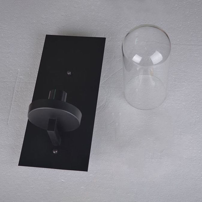 Industrial Metal Wall Sconce Cylinder Shape Wall Light with Glass Shade for Courtyard