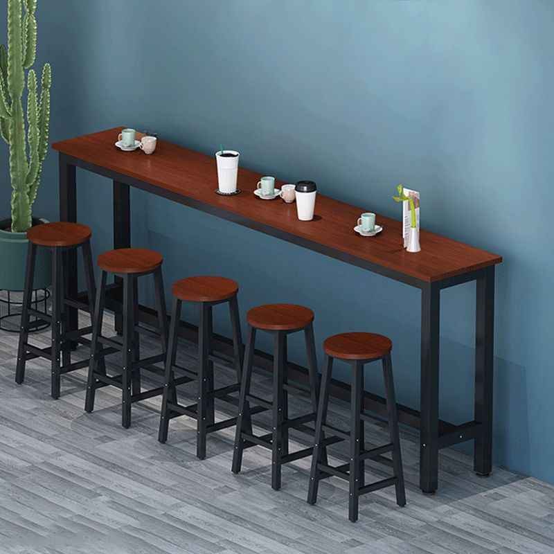 Modern Artificial Wood Bar Table Rectangle Table Metal Base for Cafe