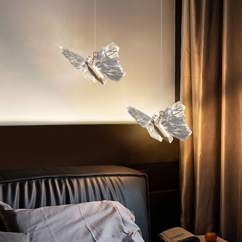 Acrylic Butterfly LED Pendant Light in Modern Creative Style Wrought Iron Hanging Light for Dining Room