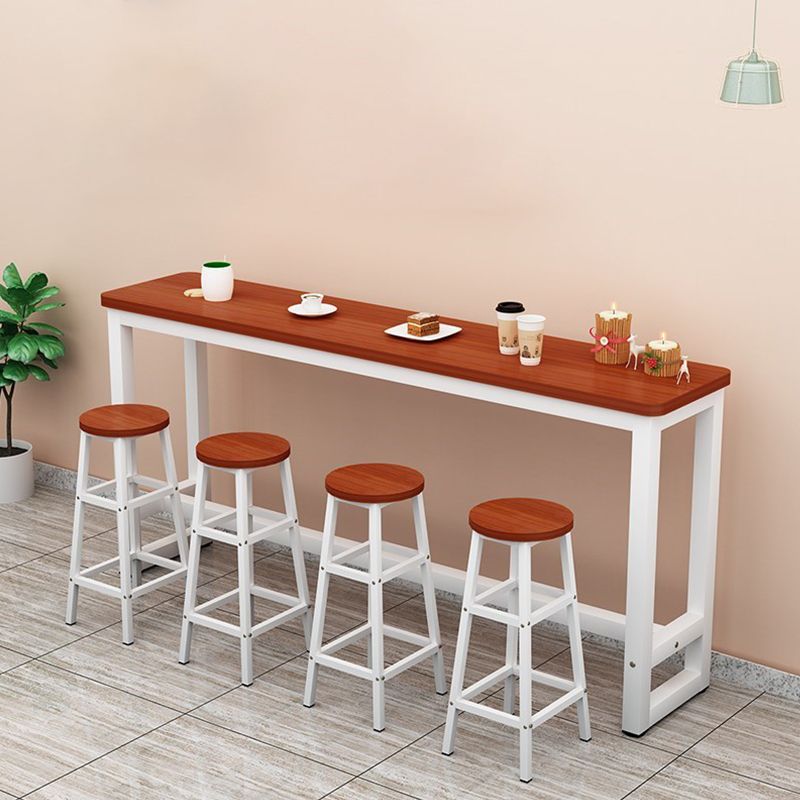 Modern Style Wood Bar Stool Table Rectangle Bar Table for Cafe and Breakroom