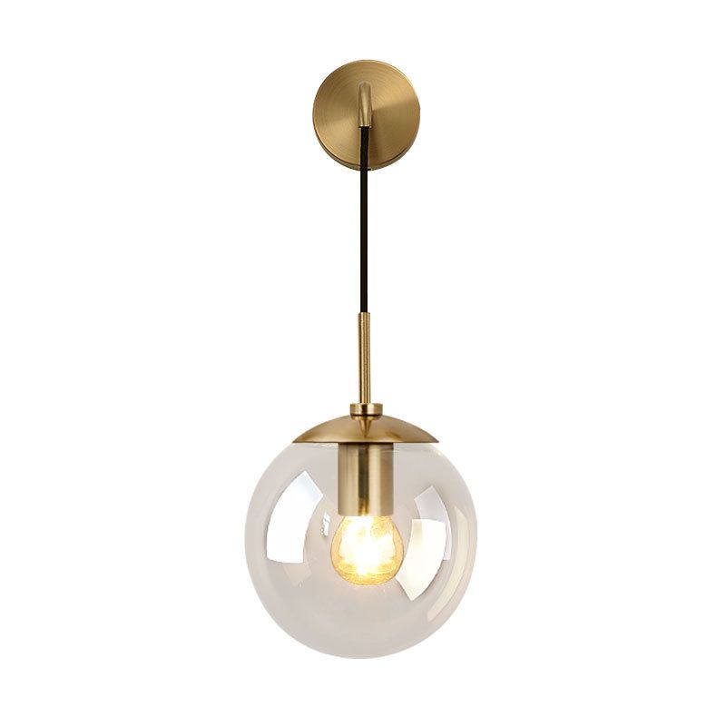 Modern Artistic Hanging Wall Lamp Copper Globe Wall Light with Glass Shade
