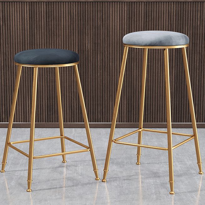 Nordic Glam Bar Stool Round Counter Bar Stool with Metal Legs for Kitchen