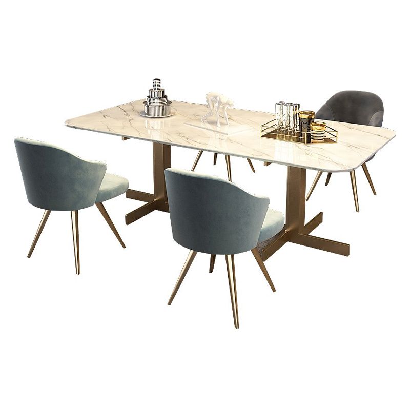 Traditional Luxury Dining Table White Marble Rectangle Dining Table for Home