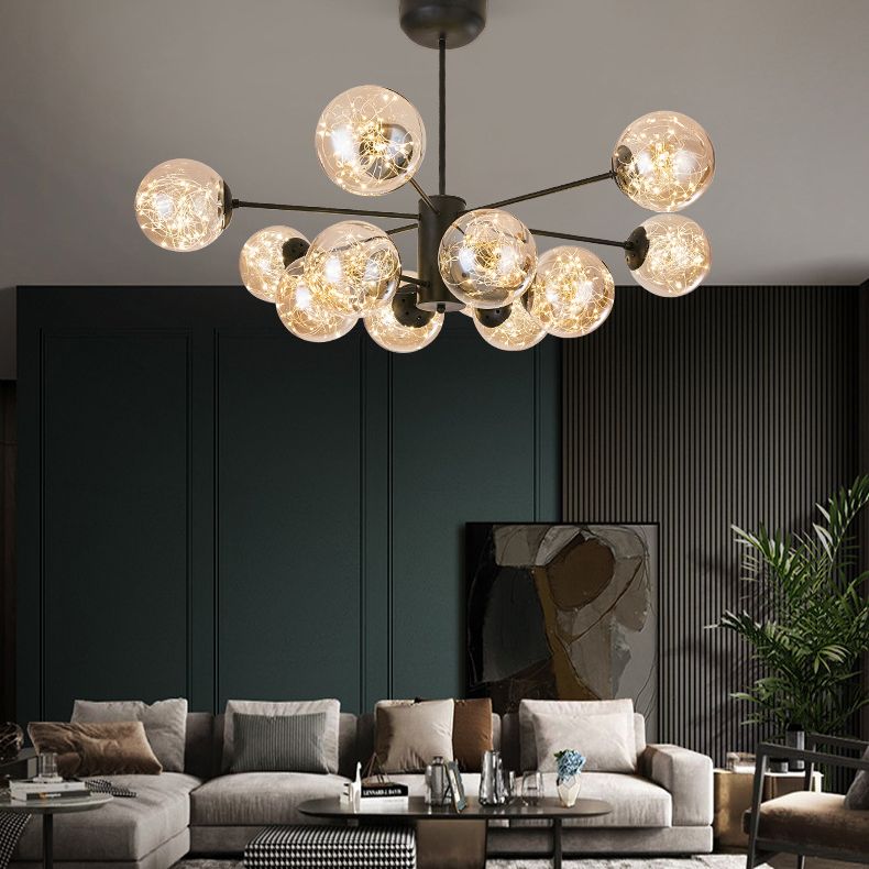 Stile di semplicità Nordic Orb vetro lampadario LED LED LIGHT SCARICA ALIMENTAZIONE MOLECOLA PENSI