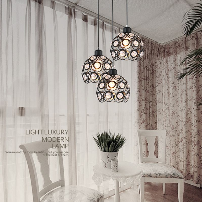 7 "ancho de estilo contemporáneo Mini lámpara colgante marco de metal con accesorios de iluminación con cuentas de cristal luces colgantes