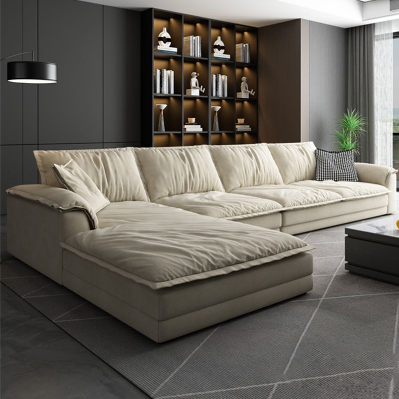 Nordic Stationary Living Room Recessed Arm Pillows Sofa Chaise