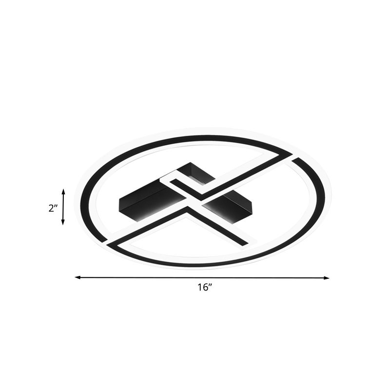 Lámpara de techo empotrada de anillo y doble L Luz empotrada LED acrílica moderna en negro