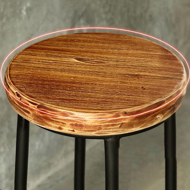 Backless Dining Stool Round Armless Bar Stool with Metal Base
