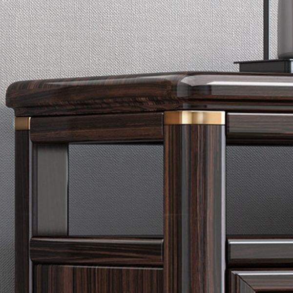 Glam Solid Wood Storage Chest Home Chest in Brown with Drawers