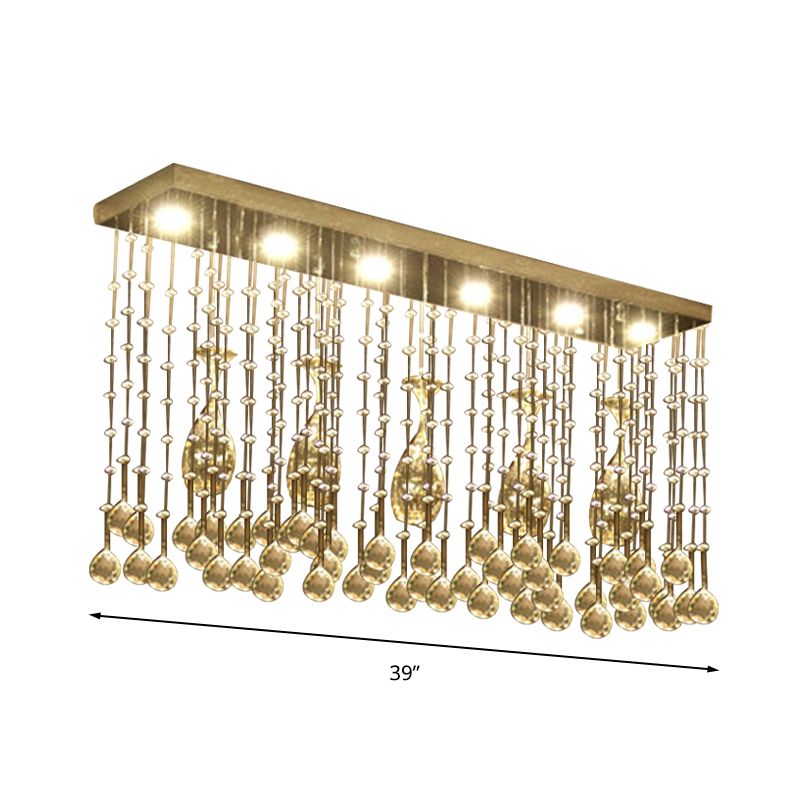 Luminaire encastré chromé LED moderne monté au plafond en cristal incrusté, 25,5 "/ 31,5" / 39 "de long