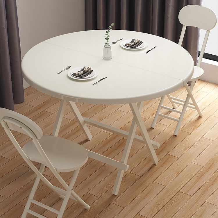 Contemporary Solid Wood Top Dining Room Set with Round Foldable Table Dinette Set