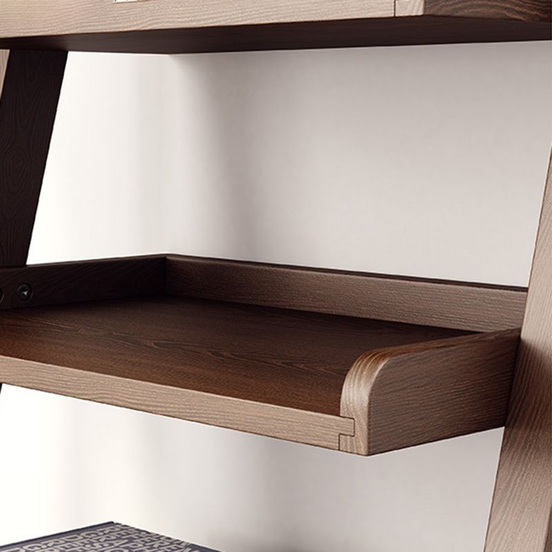 Modern Style Ladder Bookshelf Solid Wood Shelf Bookcase for Home