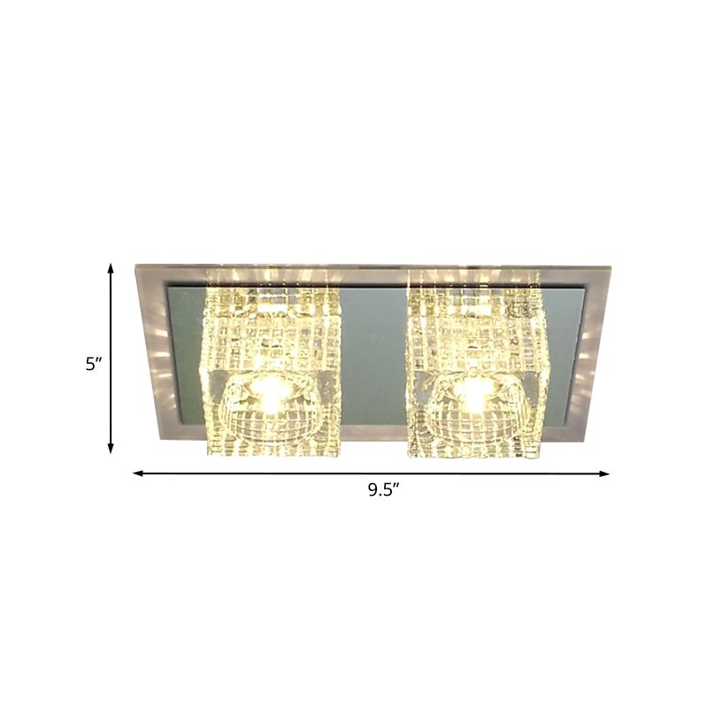 Inserted Crystal Cylindrical Flush Light Fixture Modernism Balcony LED Close to Ceiling Lamp in Clear Color