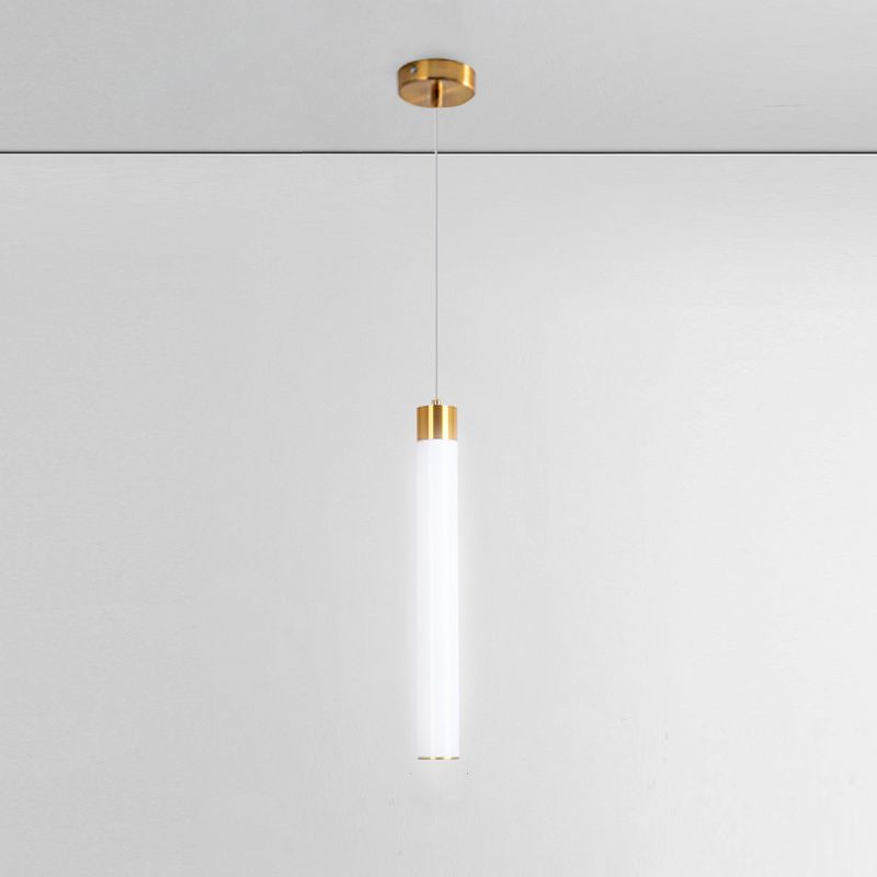 Zeitgenössischer Stil Zylinderform Pendelleuchte Leuchte Metall 1 Lichthängerlampe in Gold