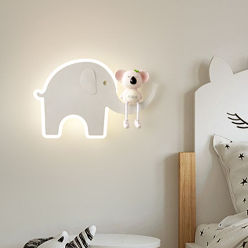 Cartoon Style Wall Light Colorful Metal Wall Lamp for Children's Room (Included Doll)