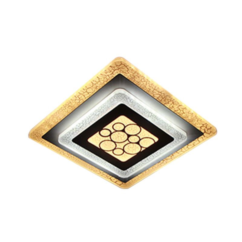 White-Black Rhombus Flushmount Light Modern LED Acrylic Ceiling Flush with Crackle Design