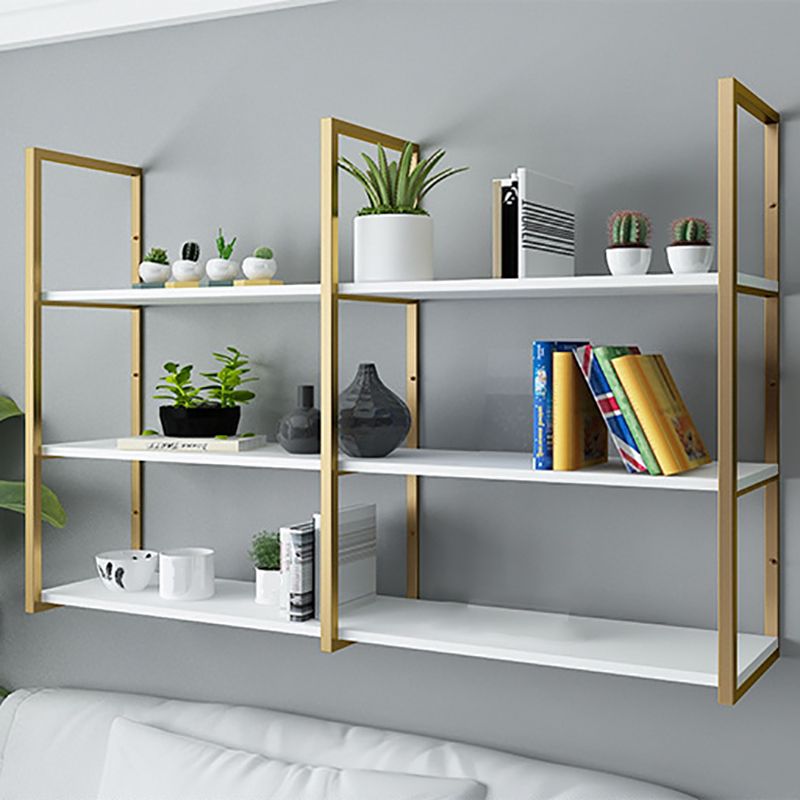 Etagere Bookcase with Wall Mounted Shelves Metal Bookshelf for Home Office