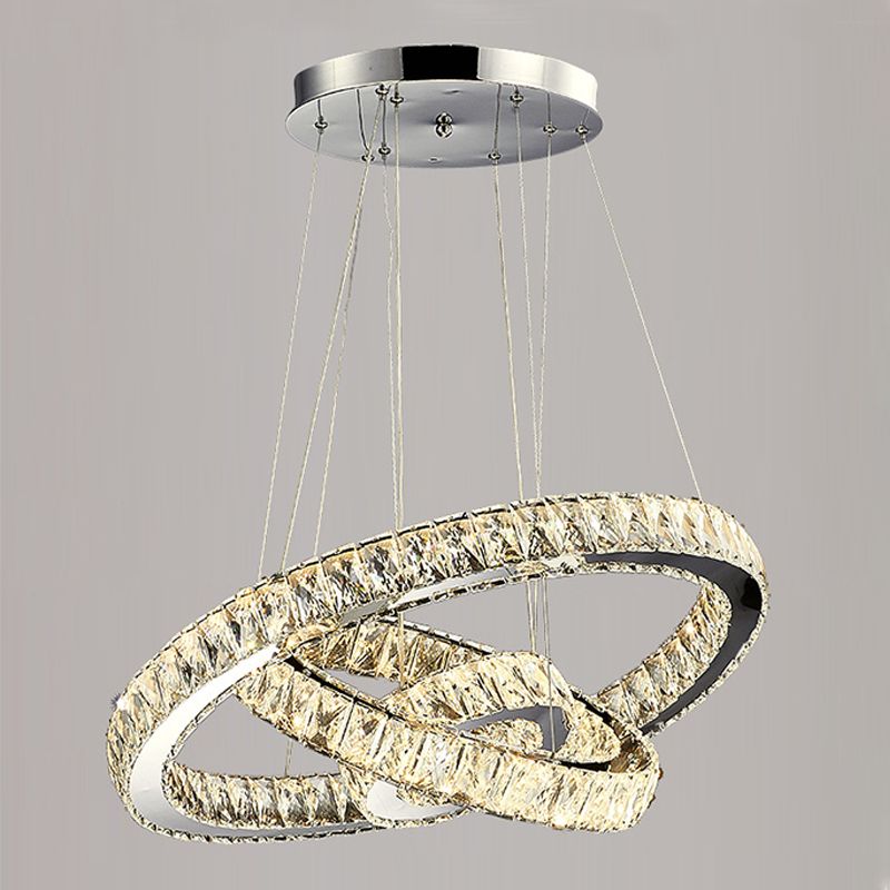 Orbicular Crystal Hanging Ceiling Light Modern Style Clear Chandelier Ceiling Lamp