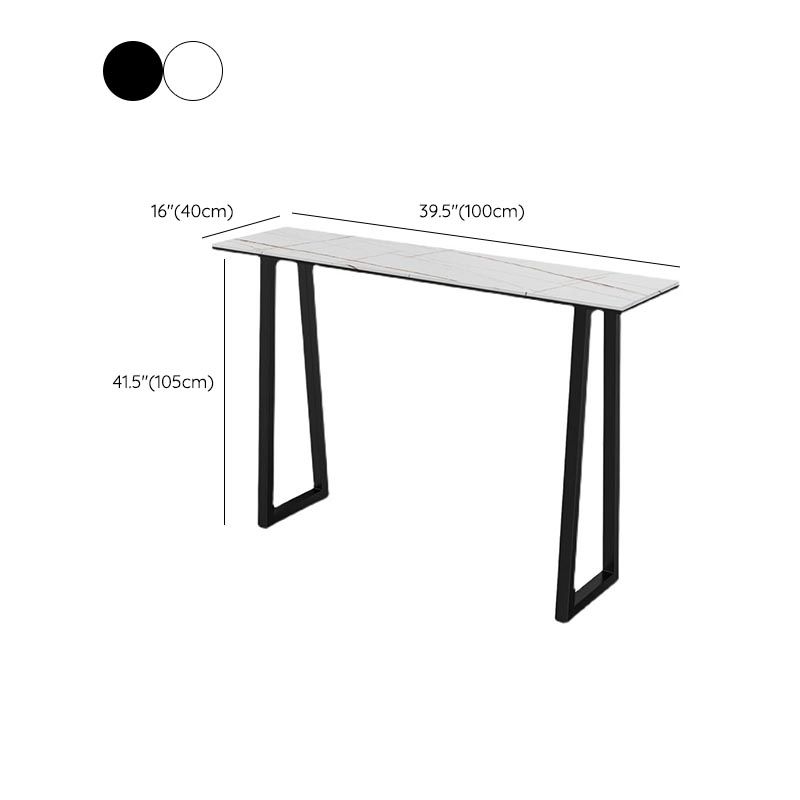 Black and Metal Base Table Rectangle Industrial Sintered Stone Bar Table