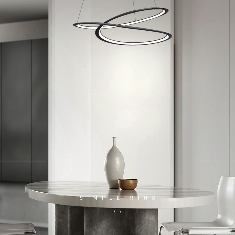 Ultra-modern Twisting Hanging Chandelier Metallic Hanging Lamp with Hanging Cord for Restaurant