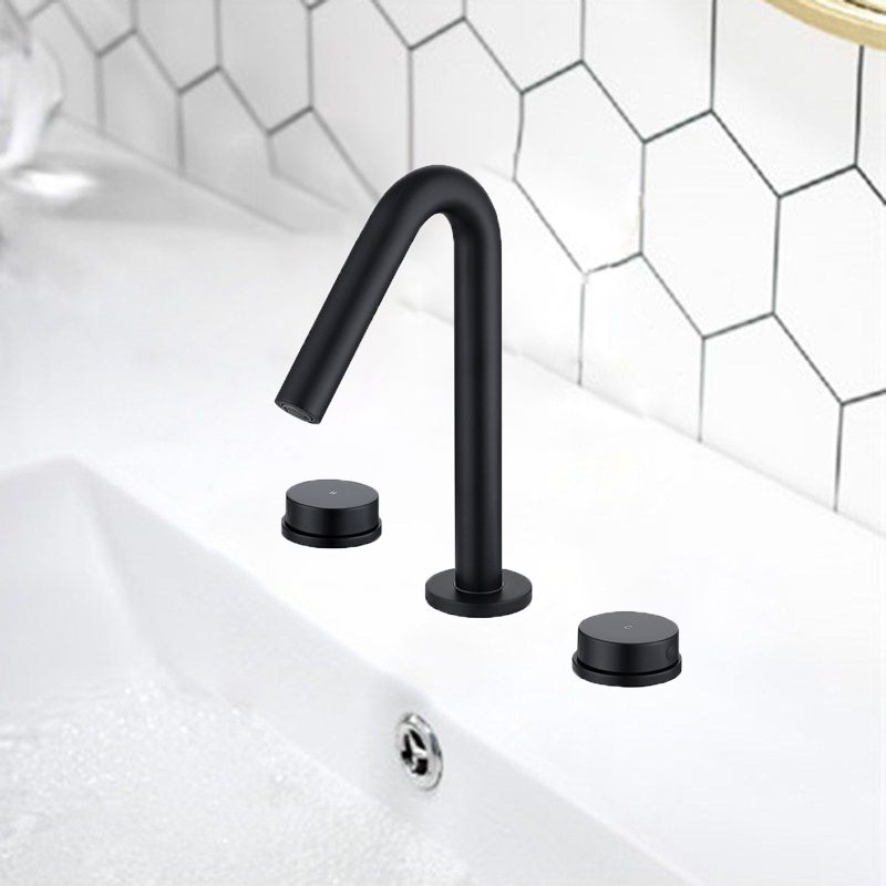 Glam Brass Widespread Bathroom Faucet 3 Hole Circular Vanity Faucet