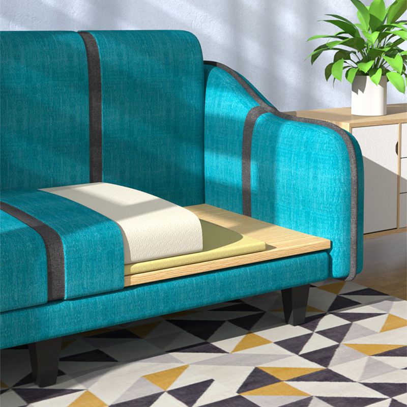 Contemporary Sleeper with 2 Pillows and Six Black Legs for Apartment and Living Room