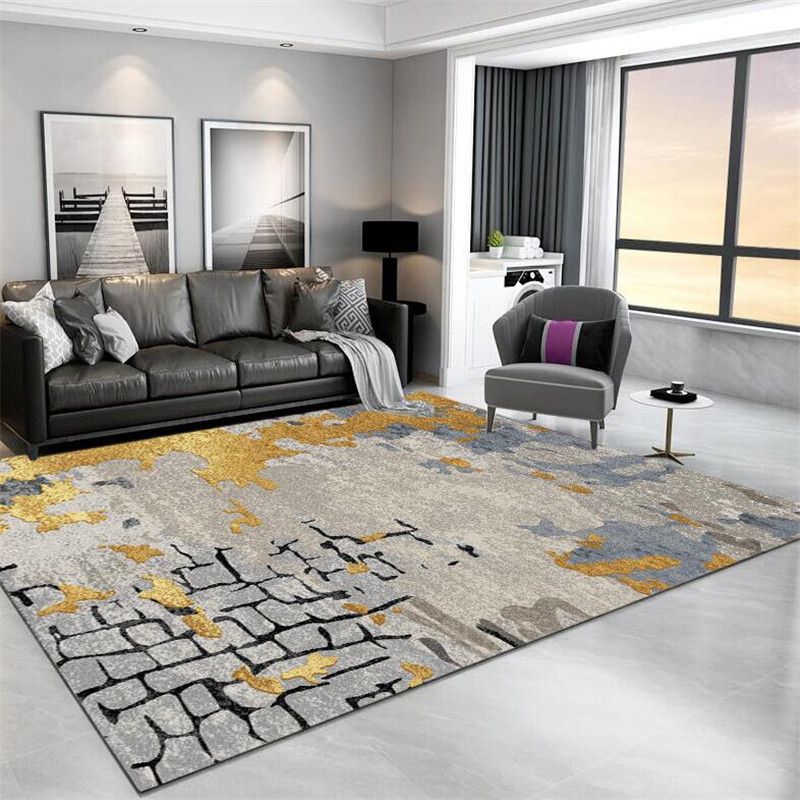 Moderner Farbblockbereich Teppich Orange Polyester Fläche Teppich nicht rutscher Backing Teppich für Wohnkultur