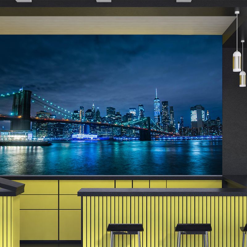 Cityscapes Mural Wallpaper Stain Resistant Wall Covering for Meeting Room Decoration