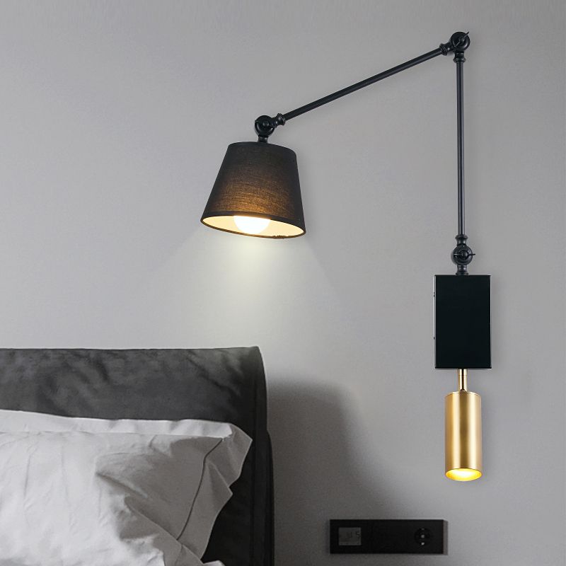 Style moderne mural léger tissu grad lampe applicable réglable pour chambre à coucher