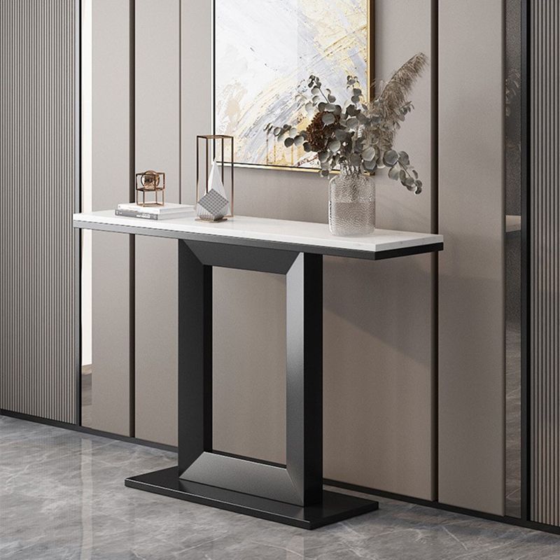 Marble Top Accent Table with Pedestal Base for Hall 31.5" High Console Table