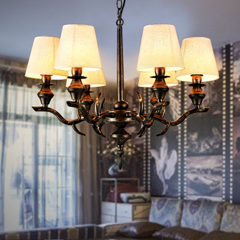 Tessuto Black Black sospeso cono il lampadario 6 lampadario tradizionale a sospensione per il ristorante
