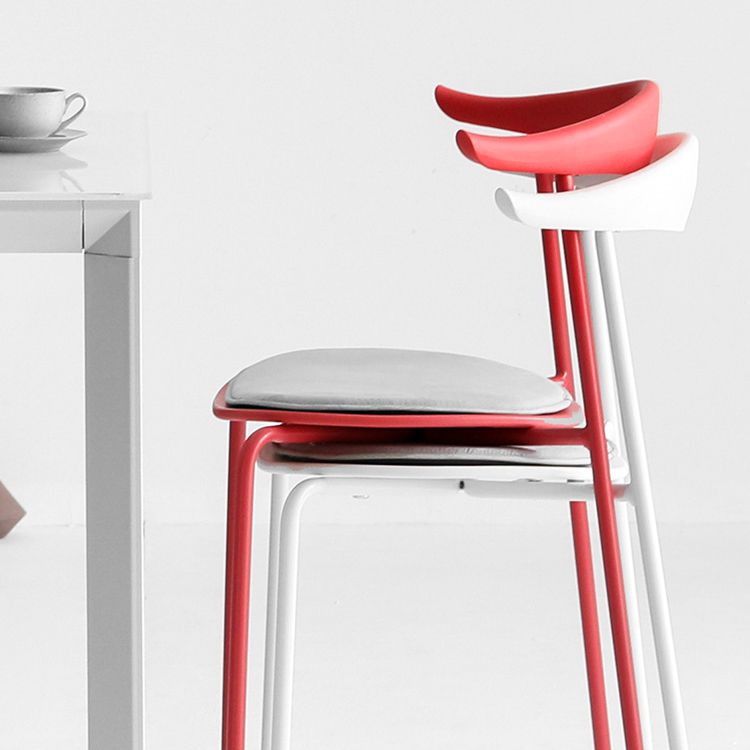 Open achterste armloze eetkamerstoelen industriële zijstoelen met metalen benen