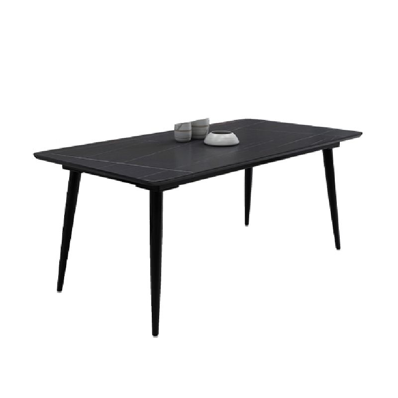 Contemporary Rectangle Dining Table Sintered Stone Dining Table in Black