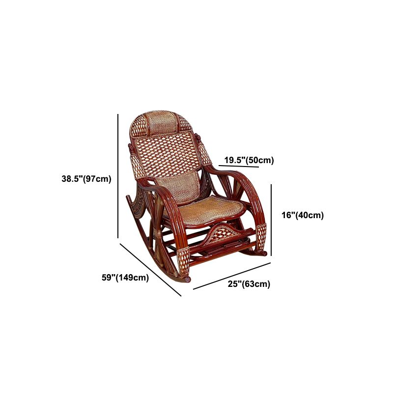 Traditional Rocking Chair Rattan Spindle Backrest Solid Color Indoor Rocking Chair