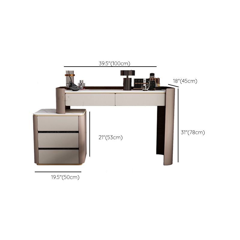 Contemporary 30.7" Height Slate Top Table Makeup Vanity with Drawers