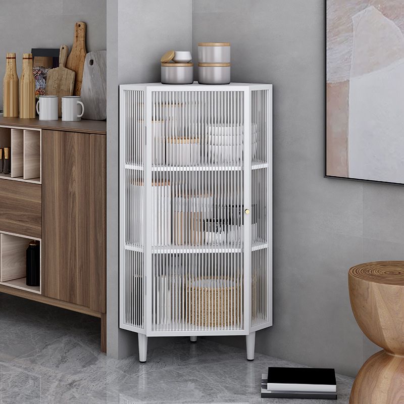 Contemporary Curio Cabinet Metal Storage Cabinet with Doors for Living Room