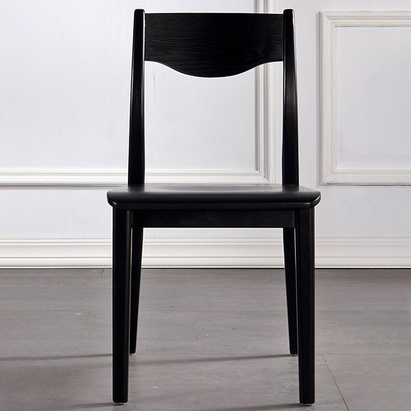 Solid Wood Side Chair Modern Black Indoor Dining Chair for Living Room